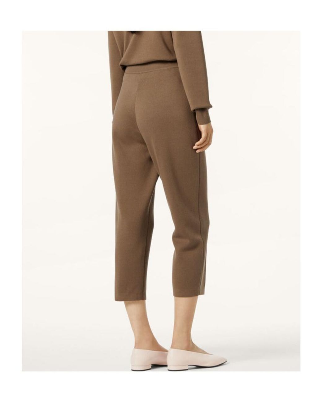 Loro Piana Brown Elastic Ribbed Waist Knitted Casual Pants