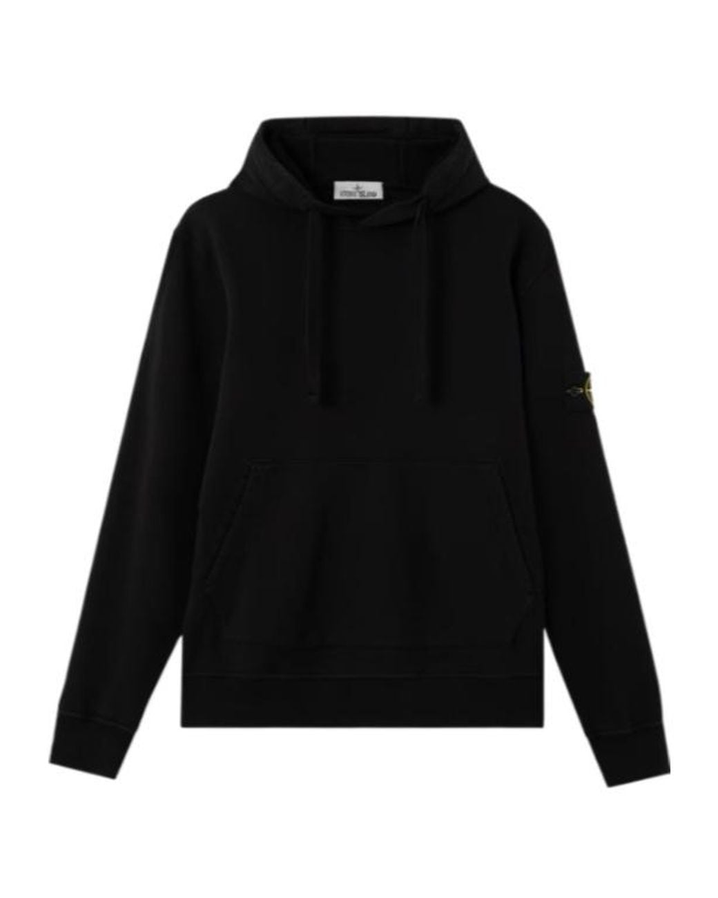 Stone Island Black Logo Patch Drawstring Hoodie for men
