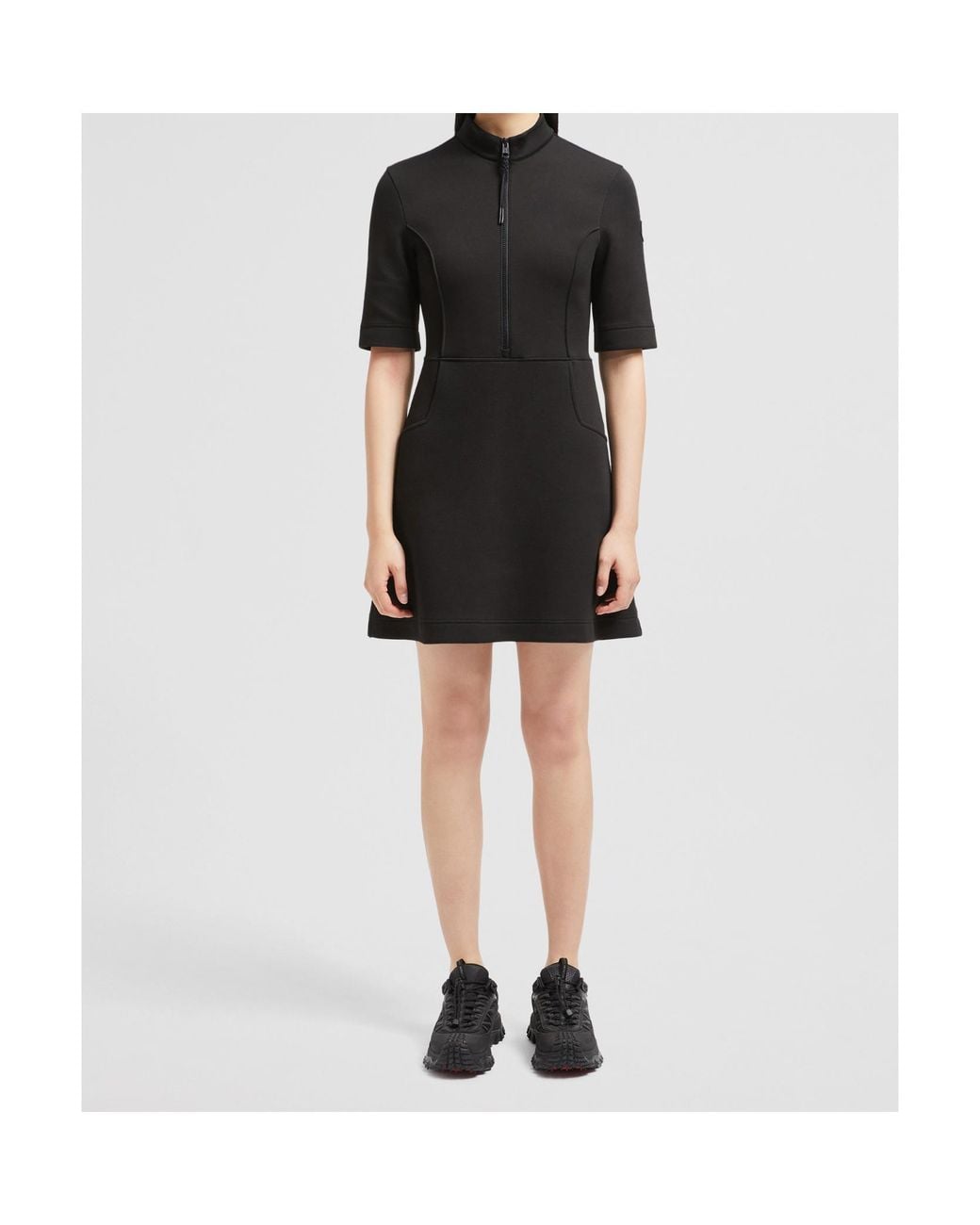 Moncler Black Year Of The Snake Patch Neoprene Mini Dress