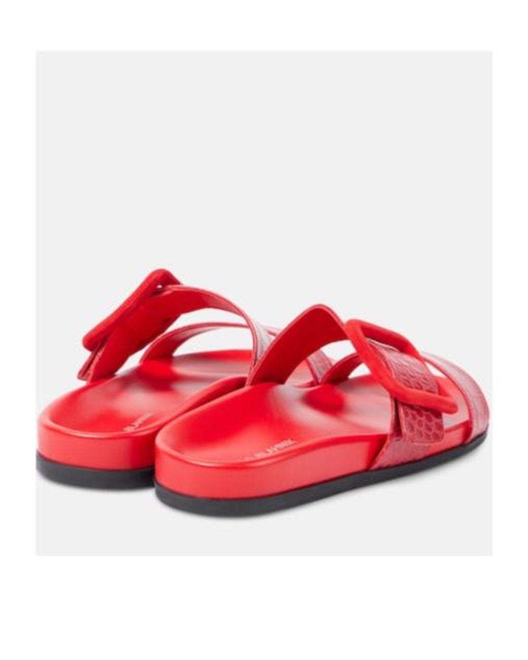 Manolo Blahnik Red Mayfu Croc-Effect Leather Sandals