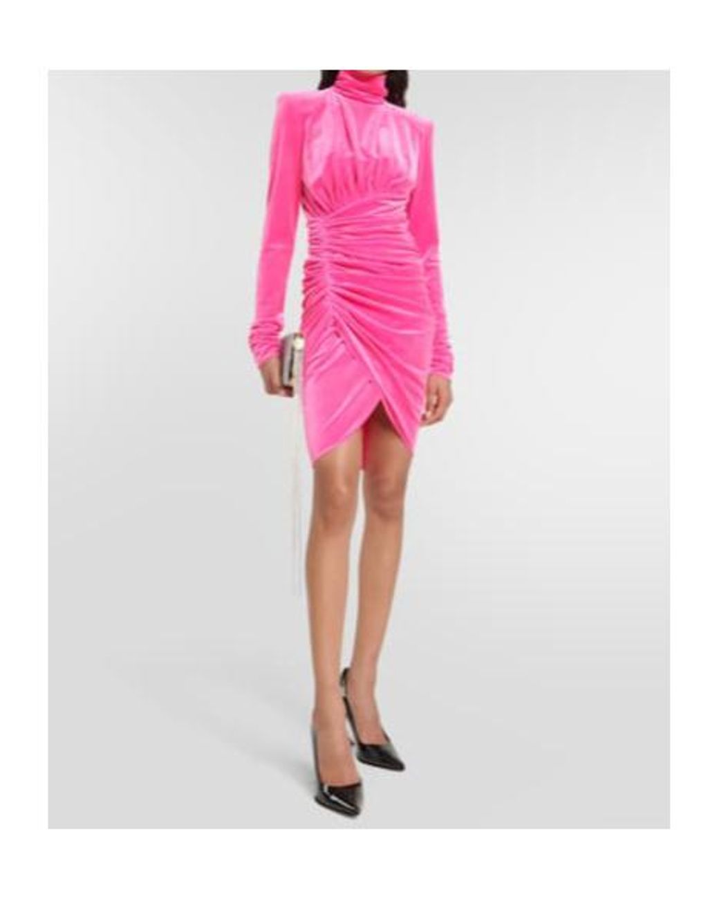 Alexandre Vauthier Pink Ruched Velvet Minidress