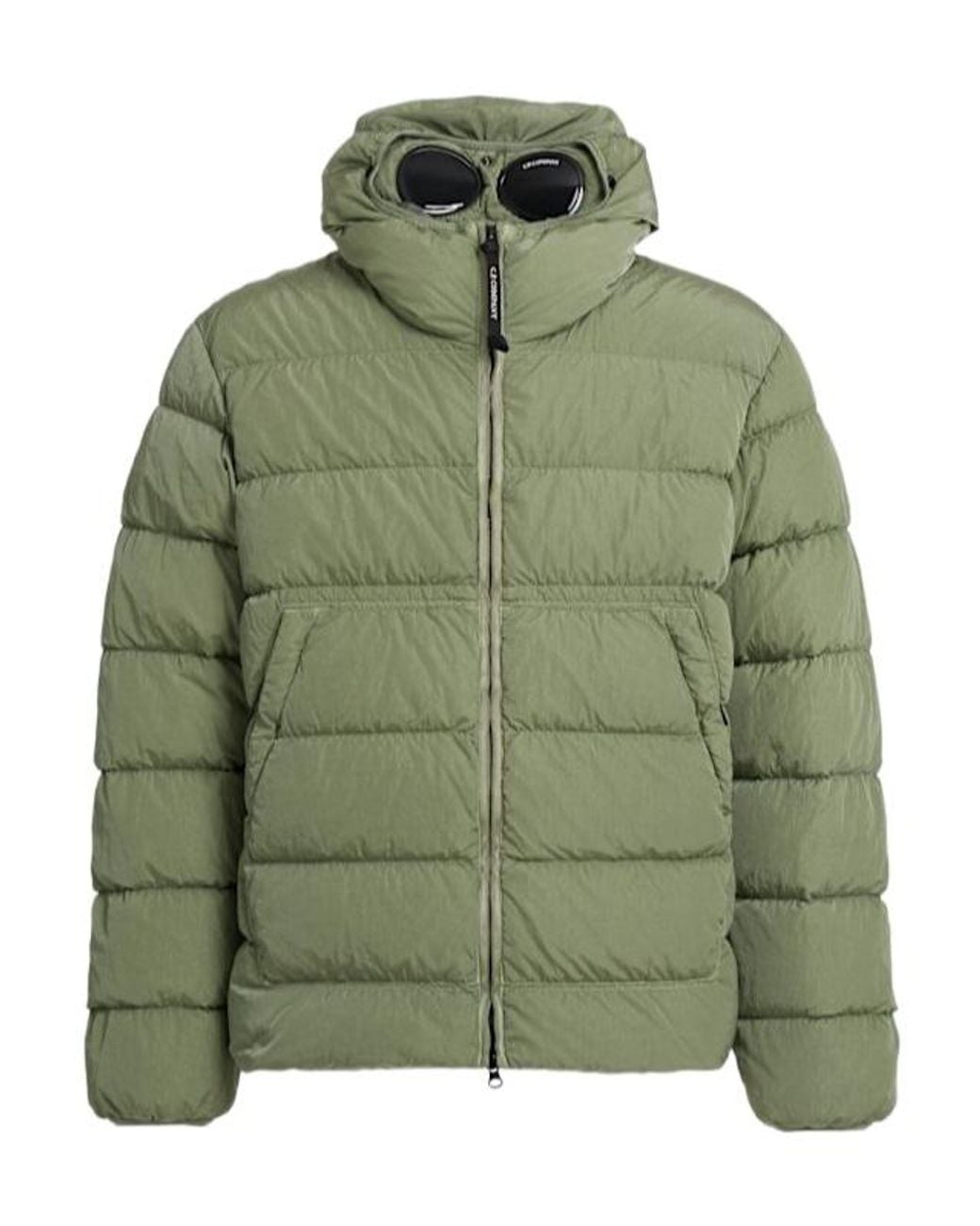 C P Company Green Chrome-R Goggle Nylon Down Jacket for men