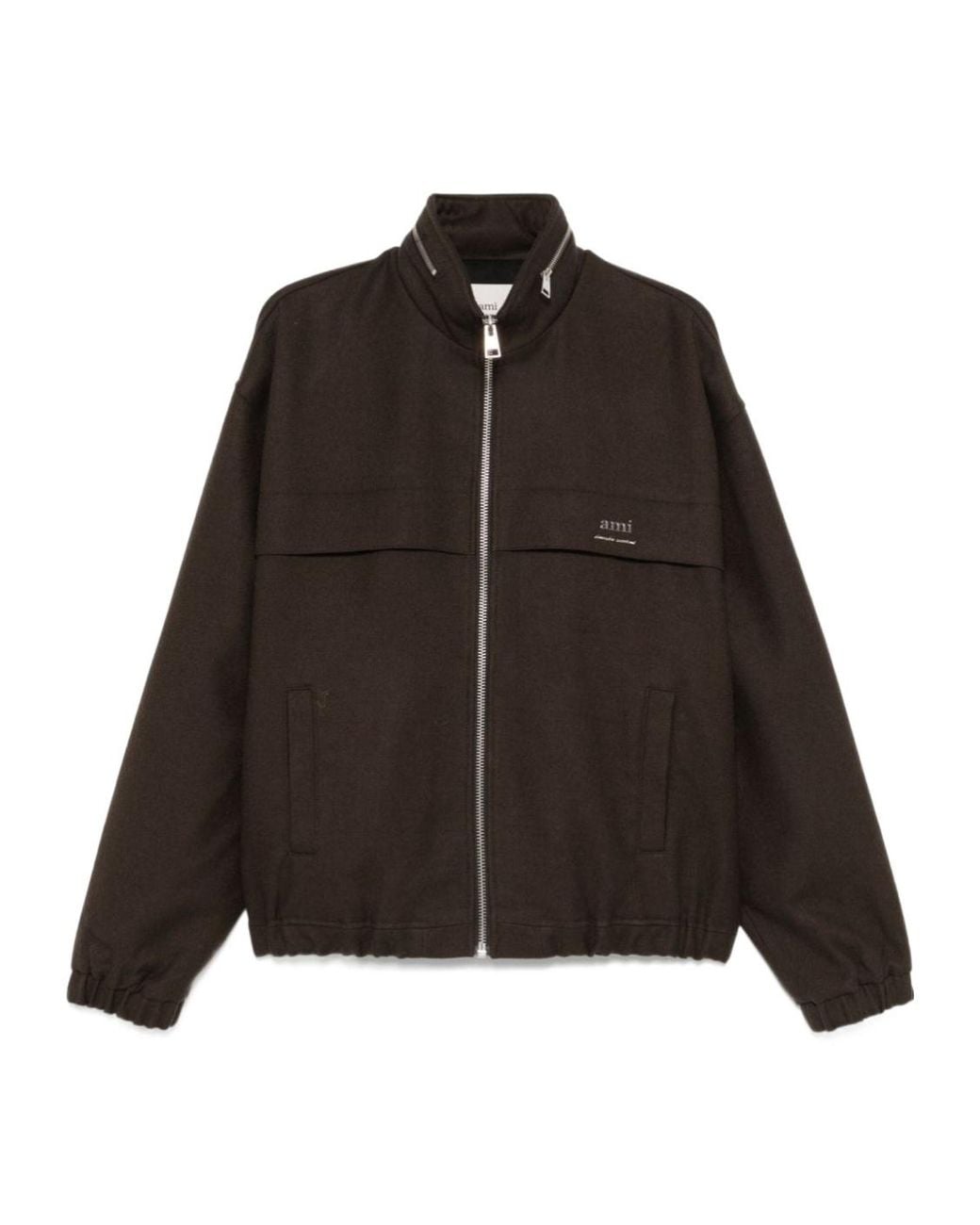 AMI Brown Ami Alexandre Mattiussi Elasticated Waist Zipped Windbreaker for men