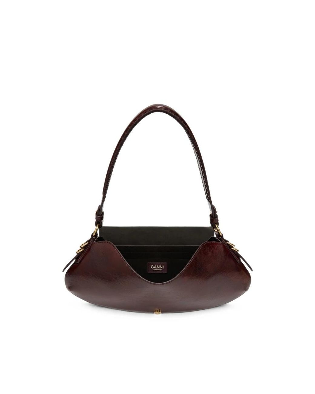 Ganni Brown Flap Shoulder Bag
