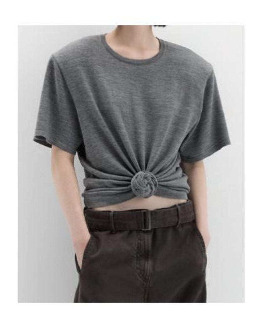 Magda Butrym Gray Knotted Front Knitted Top