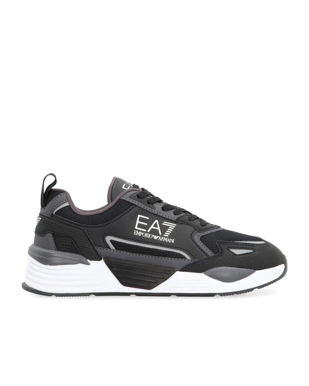 EA7 Black Logo Stamp Lace-Up Sneakers for men