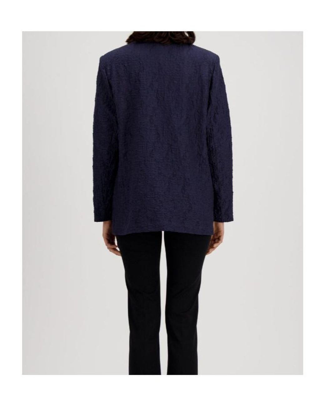 Harris Wharf London Blue Shoulder Pads Crinkle Travel Blazer