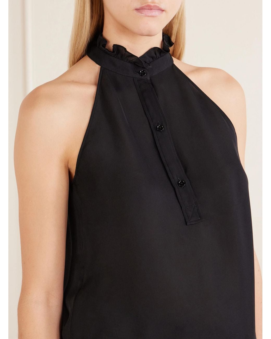Nili Lotan Black Georgette Halterneck Blouse