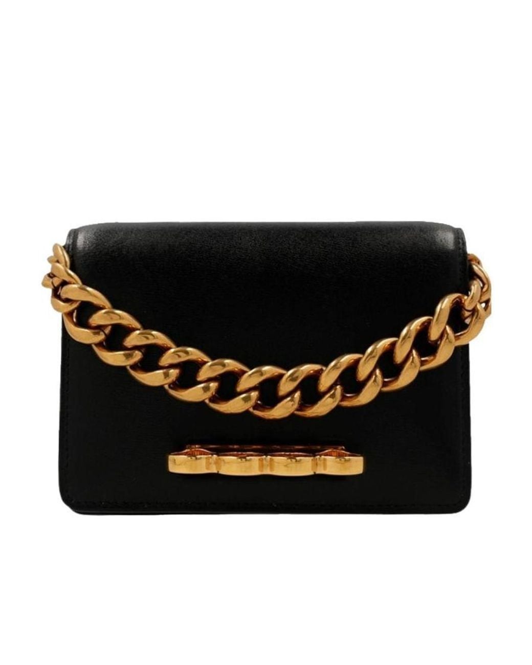 McQueen Black Four Ring Shoulder Bag