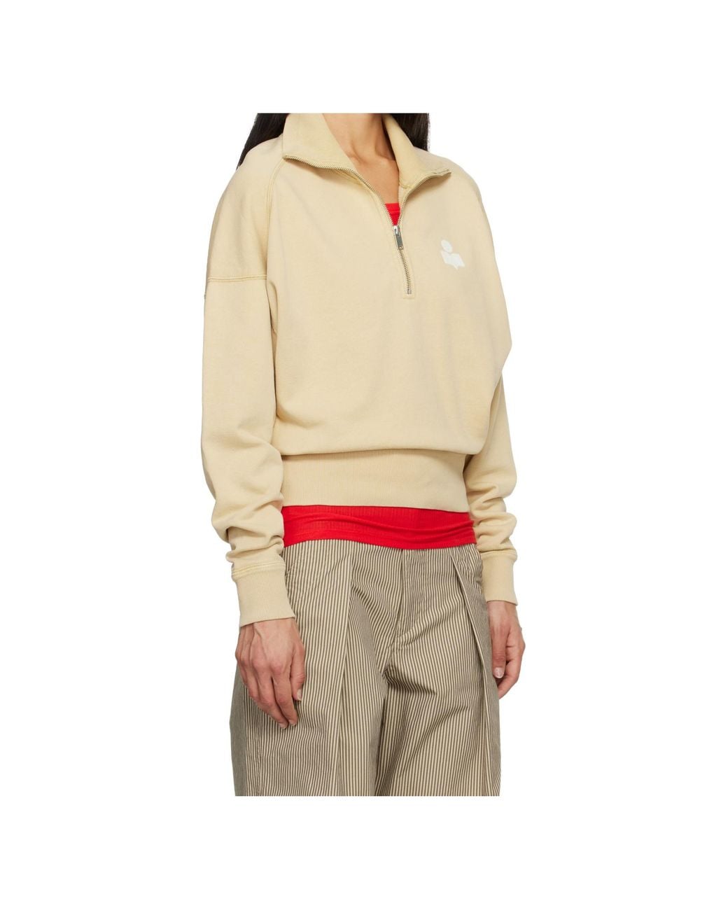 Isabel Marant Natural Isabel Marant Étoile Ross Logo Half-Zip Sweatshirt