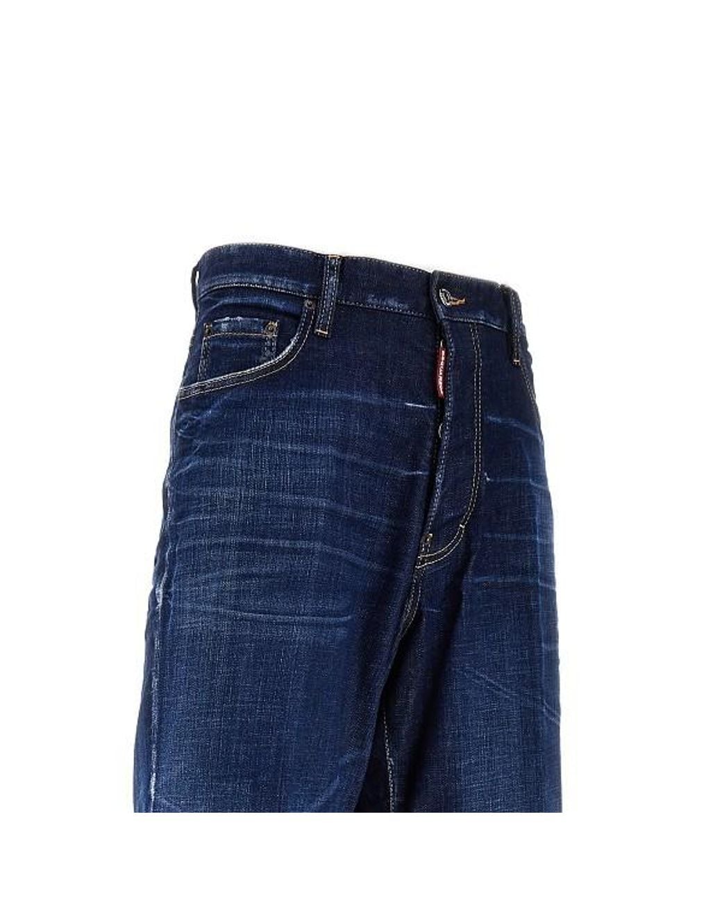DSquared² Blue Logo Patch Wide-Leg Jeans for men