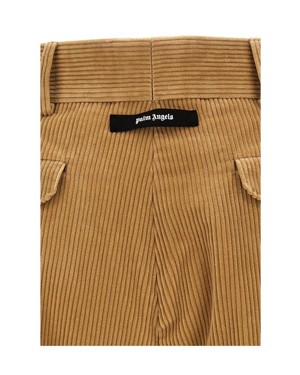 Palm Angels Natural Side Stripe Detailed Corduroy Pants for men