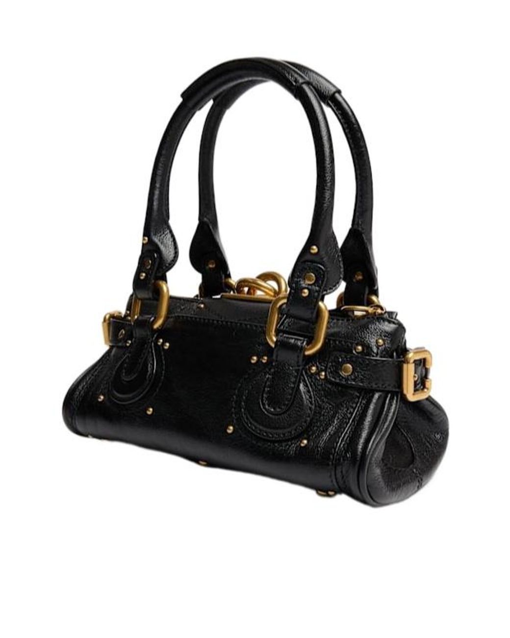 Chloé Black Paddington Grain Leather Shoulder Bag
