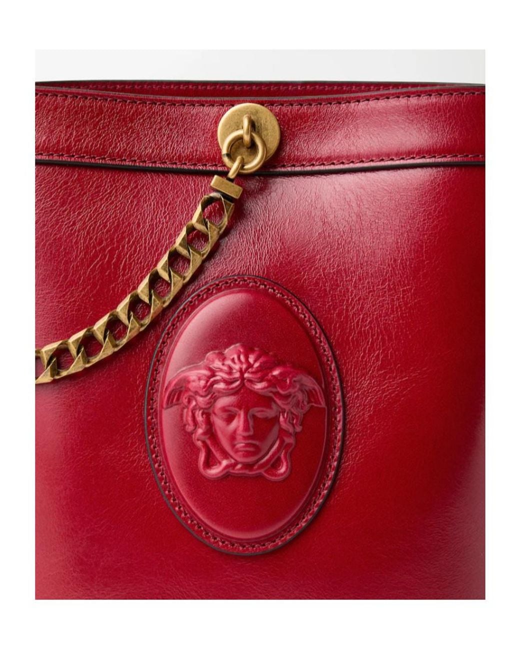 Versace Red Pivot Mini Bucket Bag