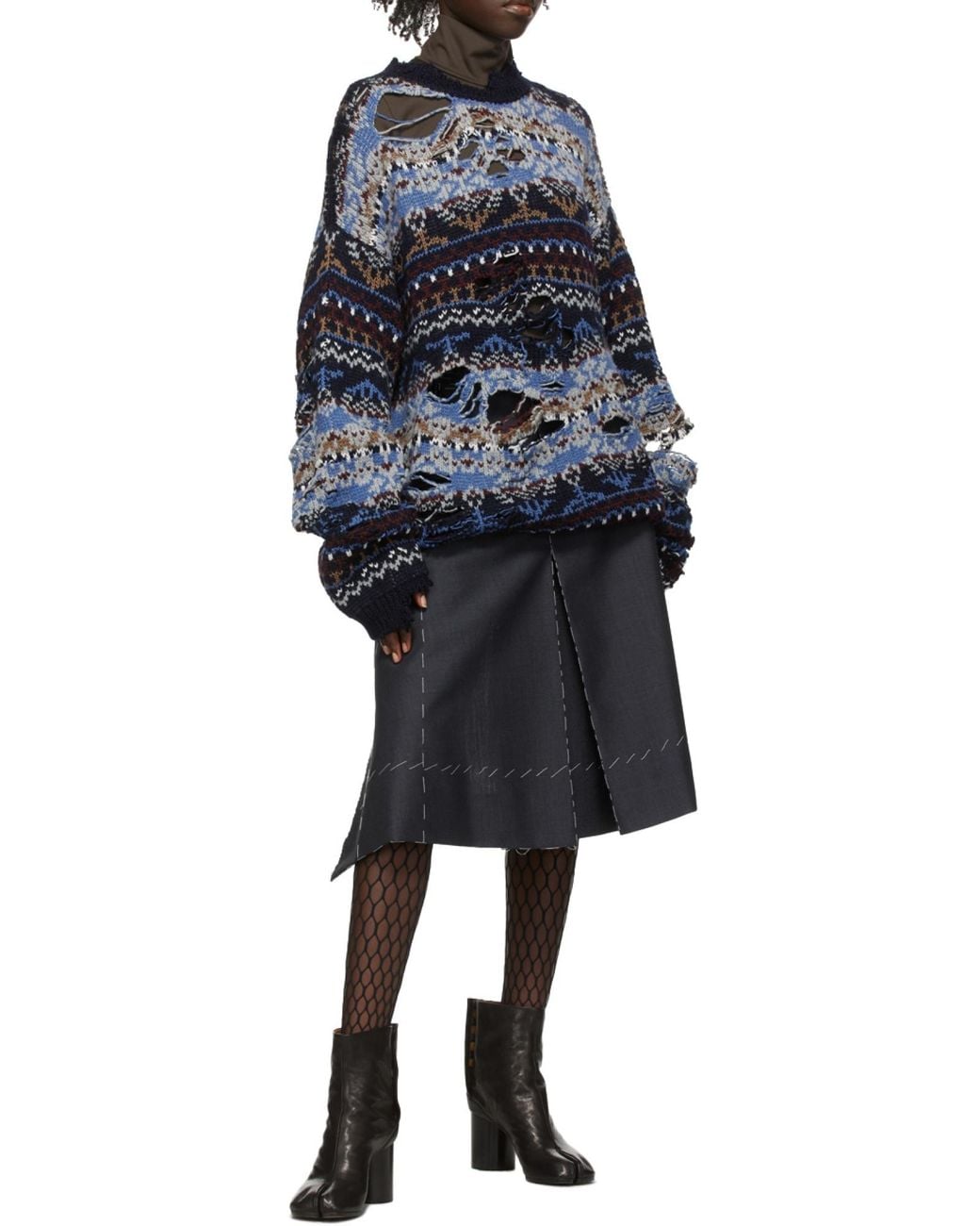 Maison Margiela Blue Spliced Skirt