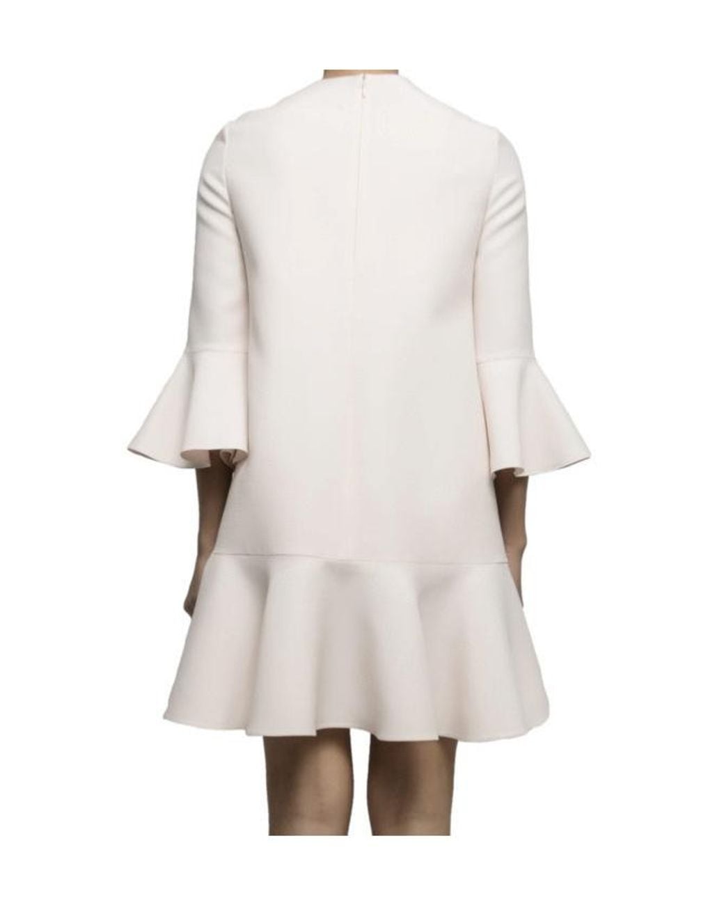 Valentino White Silk Short Dress With Frills