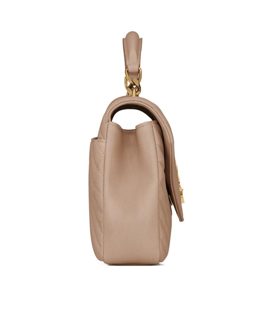 Saint Laurent Natural Collège Quilted Medium Shoulder Bag