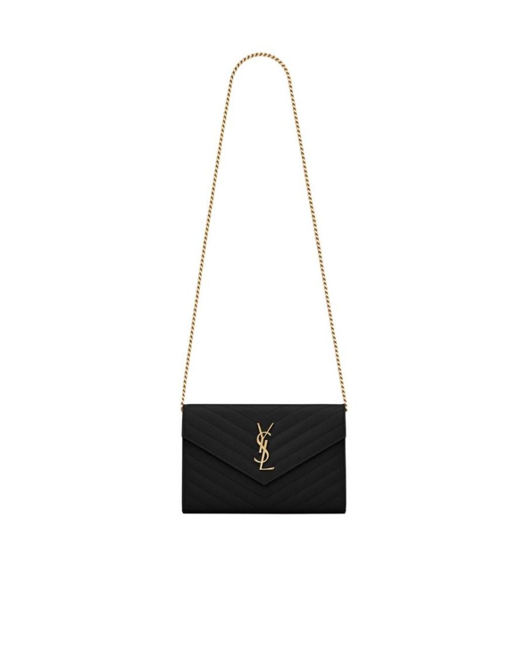 Saint Laurent White Monogram Chain Wallet