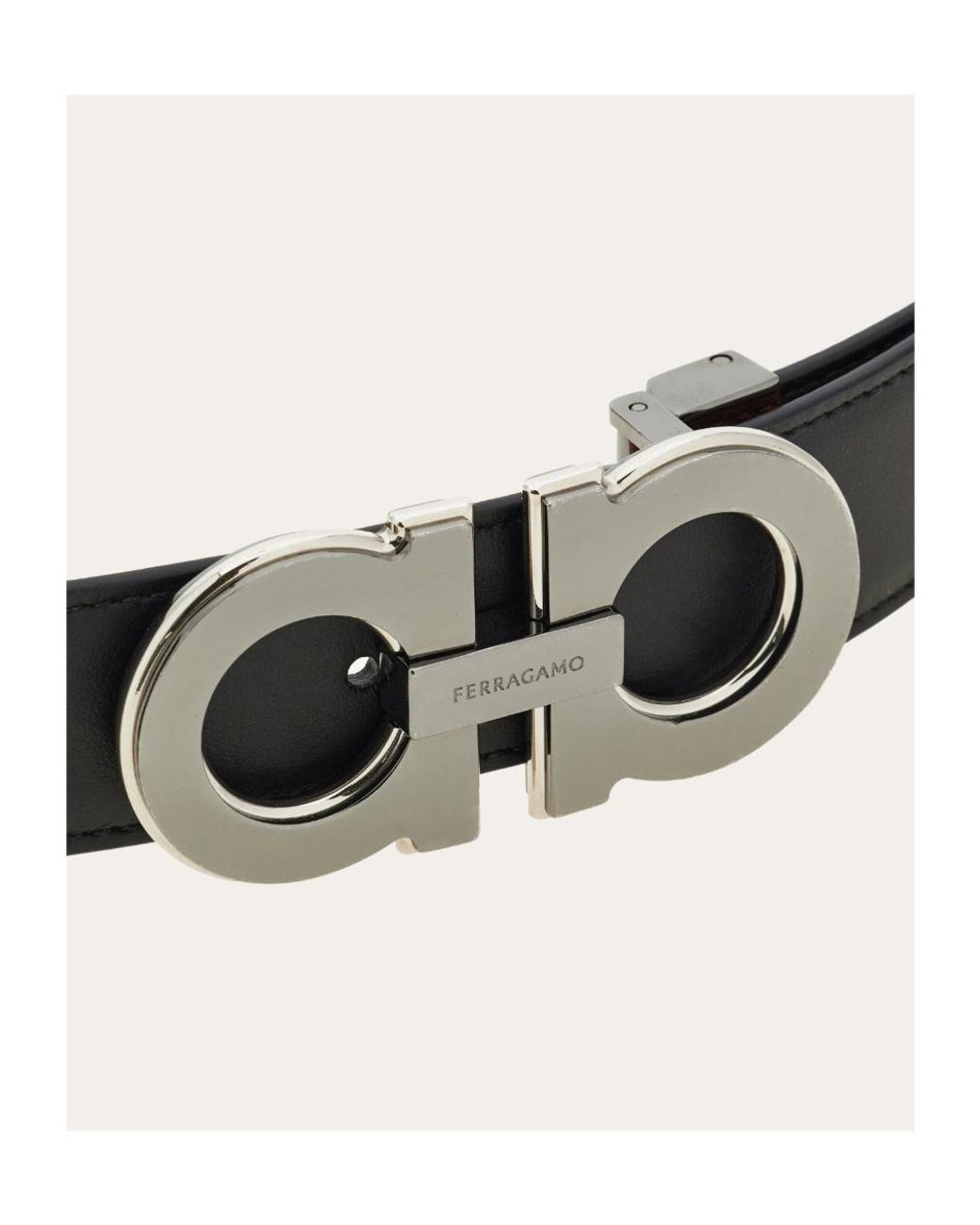 Ferragamo White Ferragamo Reversible And Adjustable Gancini Belt for men
