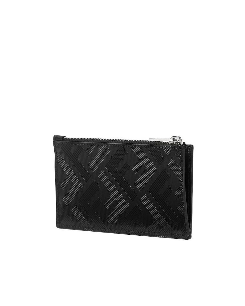 Fendi Red Ff-Pattern Zip Cardholder for men