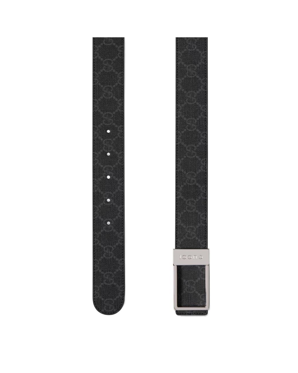 Gucci White Reversible Belt With Rectangular Buckle for men