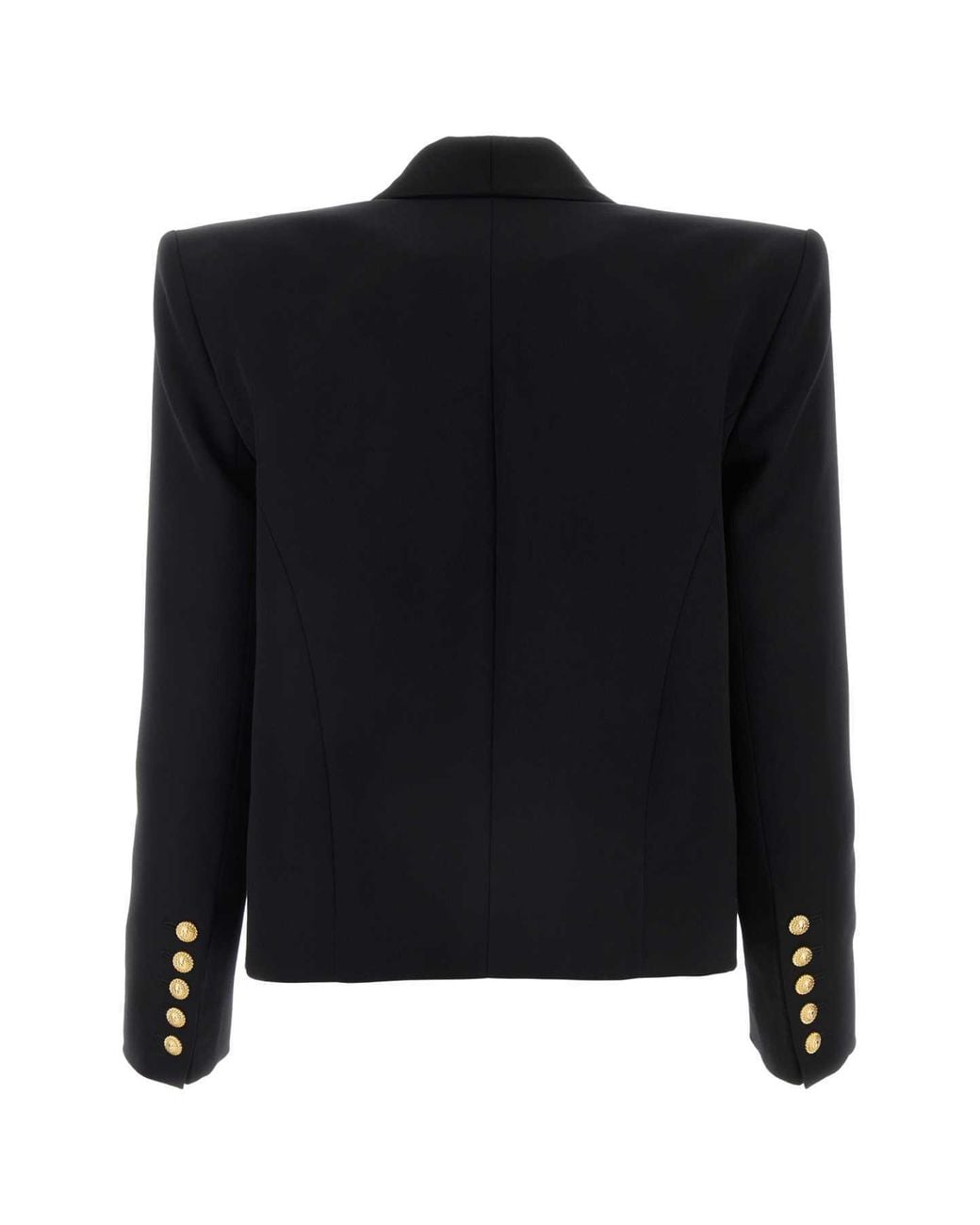 Balmain Black Wool Cropped Blazer