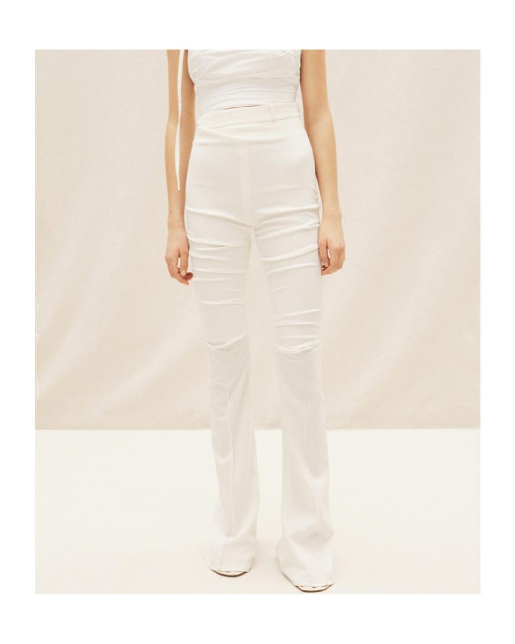 Jacquemus White High-Waisted Flared Trousers