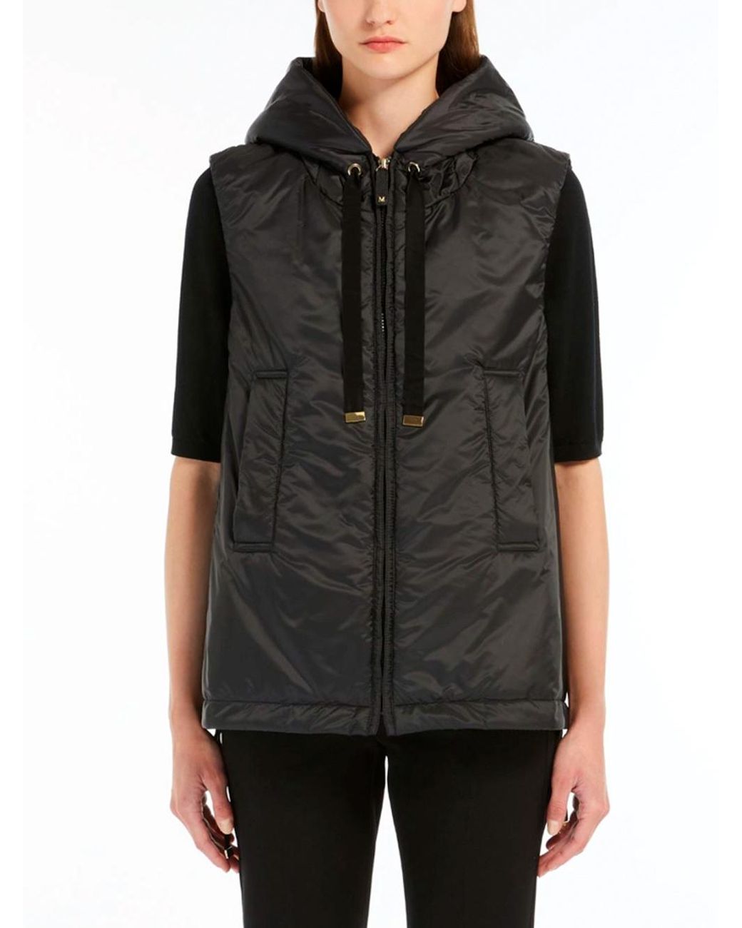 Max Mara Gray The Cube Greengo Sleeveless Hooded Jacket