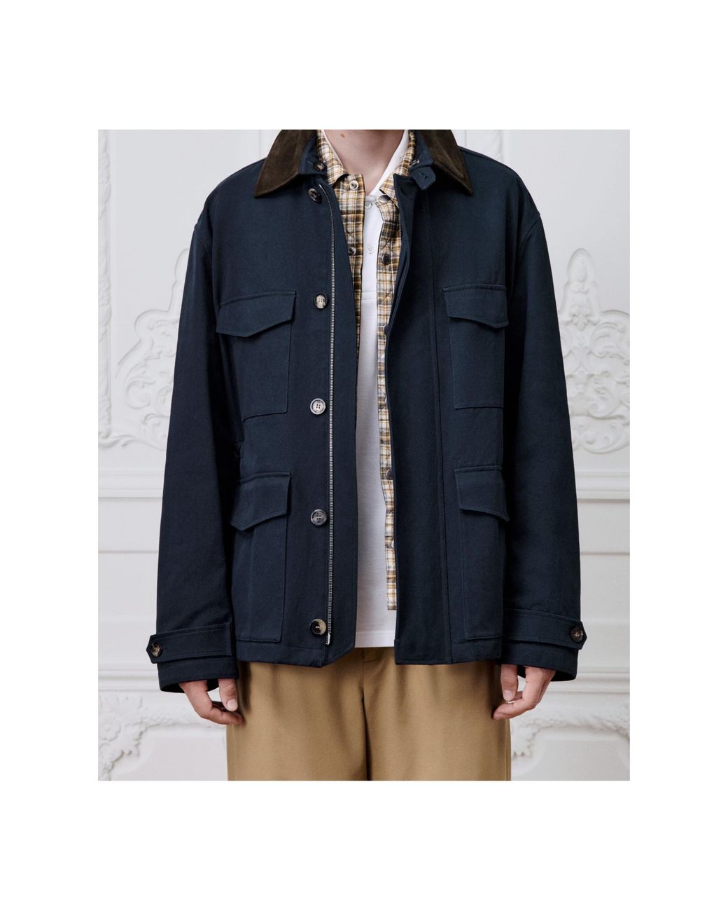Dior Blue Homme Collared Zip-Up Jacket for men
