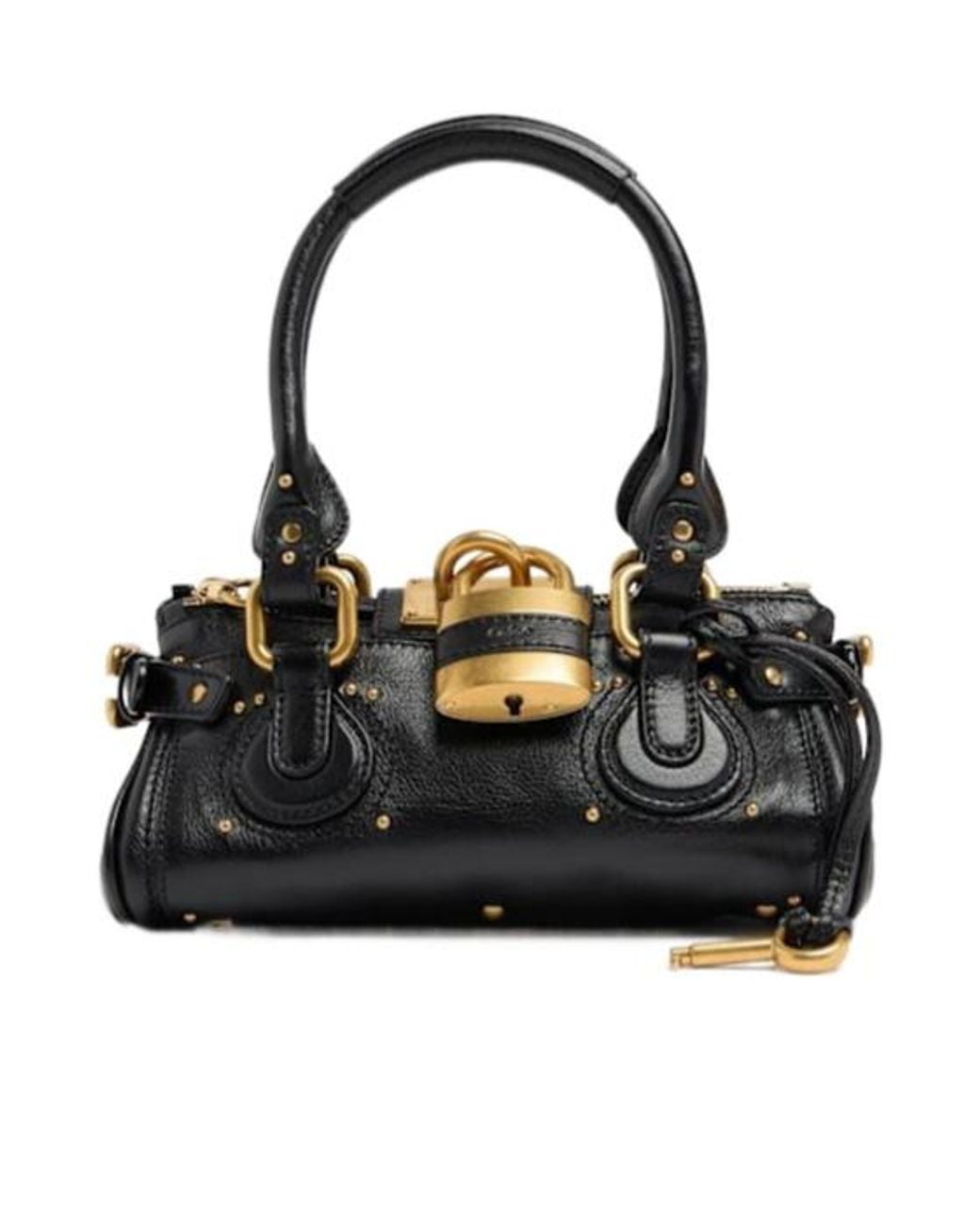 Chloé Black Paddington Grain Leather Shoulder Bag