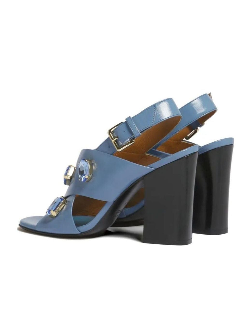 Marni Blue Embellished Criss-Cross Sandals