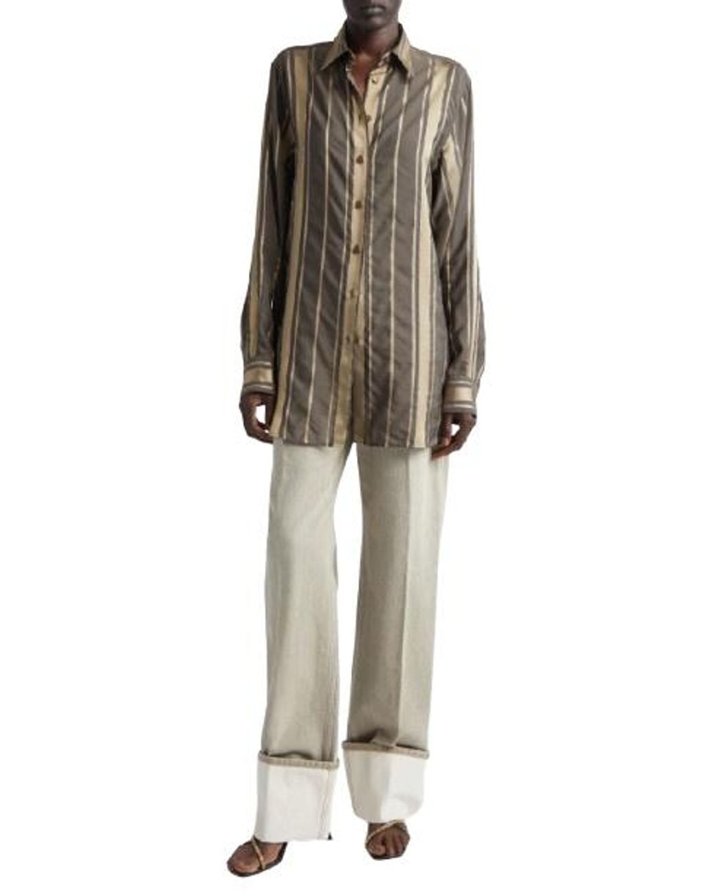 Stella McCartney Multicolor Striped Curved Hem Shirt