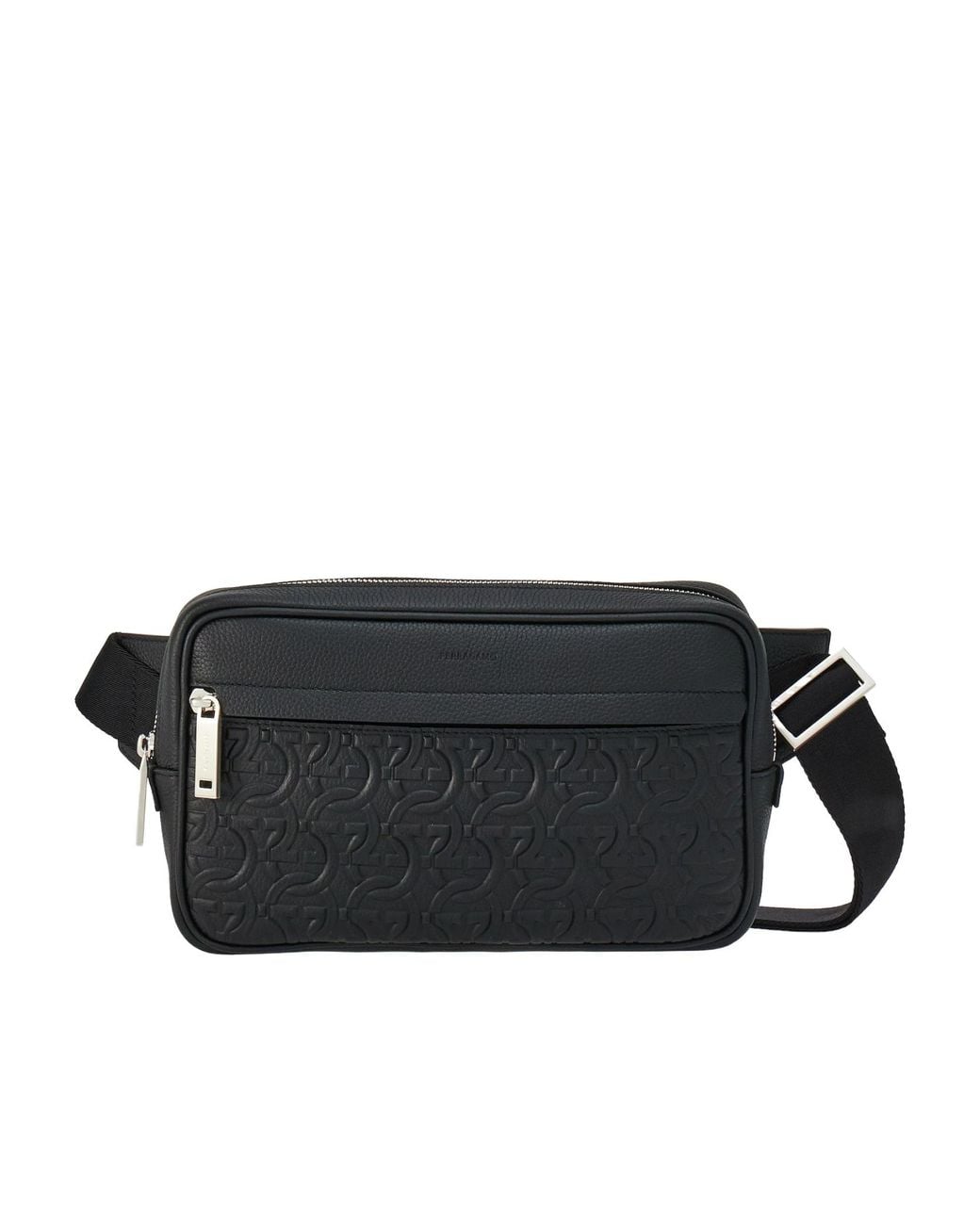 Ferragamo Black Ferragamo Gancini Embossed Belt Bag for men