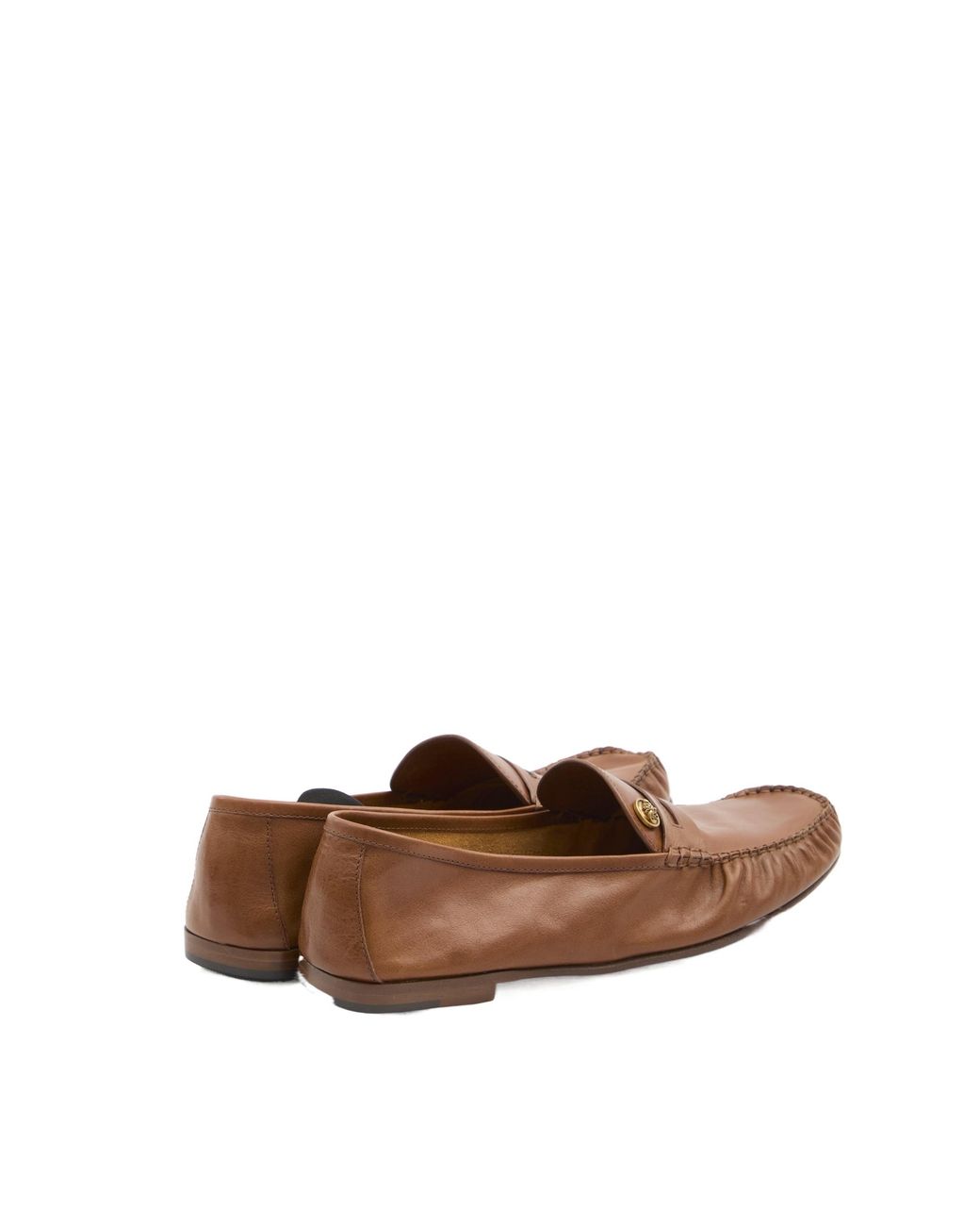 Versace Brown Medusa Ruched Loafers