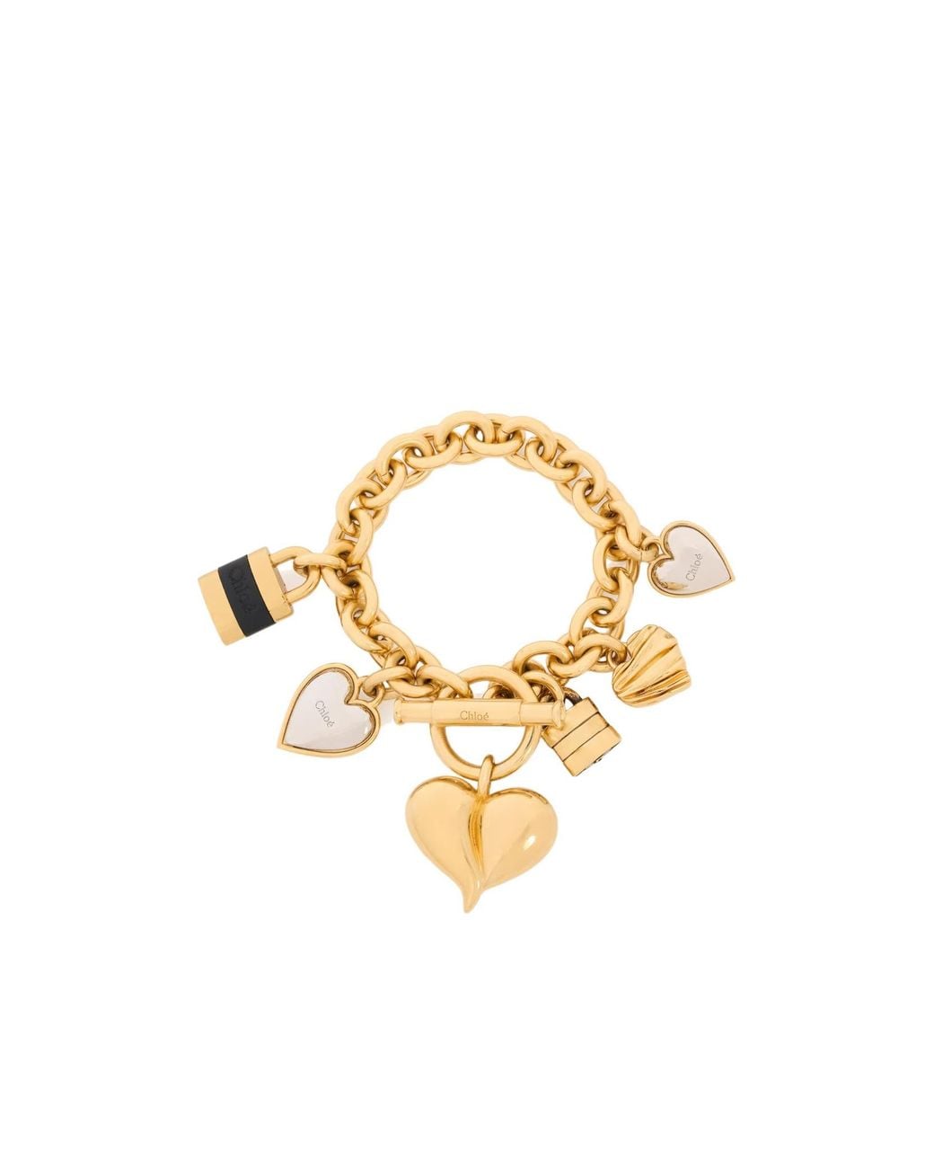 Chloé Metallic Chloé Paddington Heart Charm Bracelet