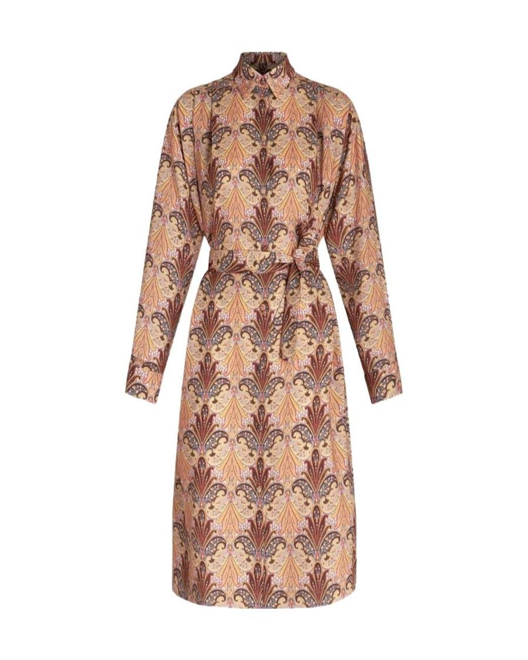 Etro Multicolor Paisley-Printed Long-Sleeved Shirt Dress