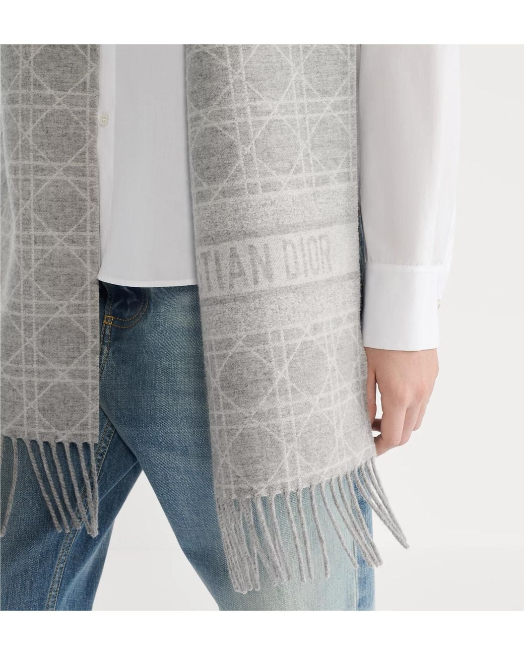 Dior White Cannage Scarf