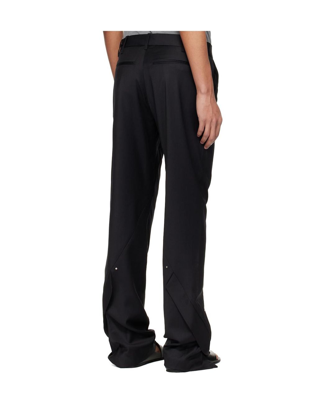 HELIOT EMIL Black Derby Tailored Belt Loop Wool Casual Pants for men