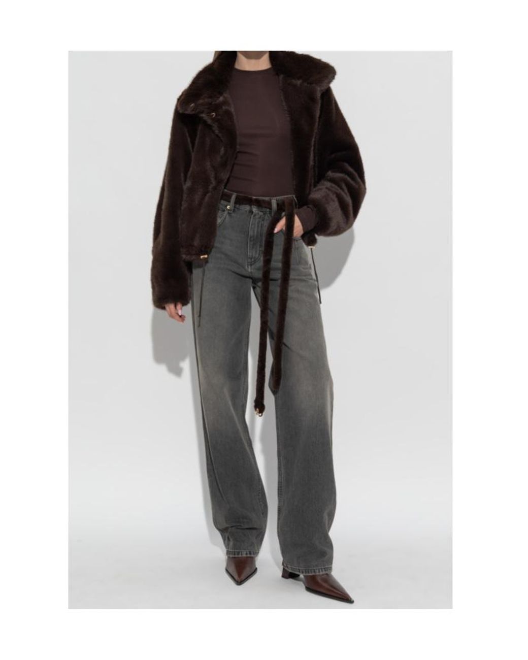 DARKPARK Gray Lu Wide-Leg Belted Jeans