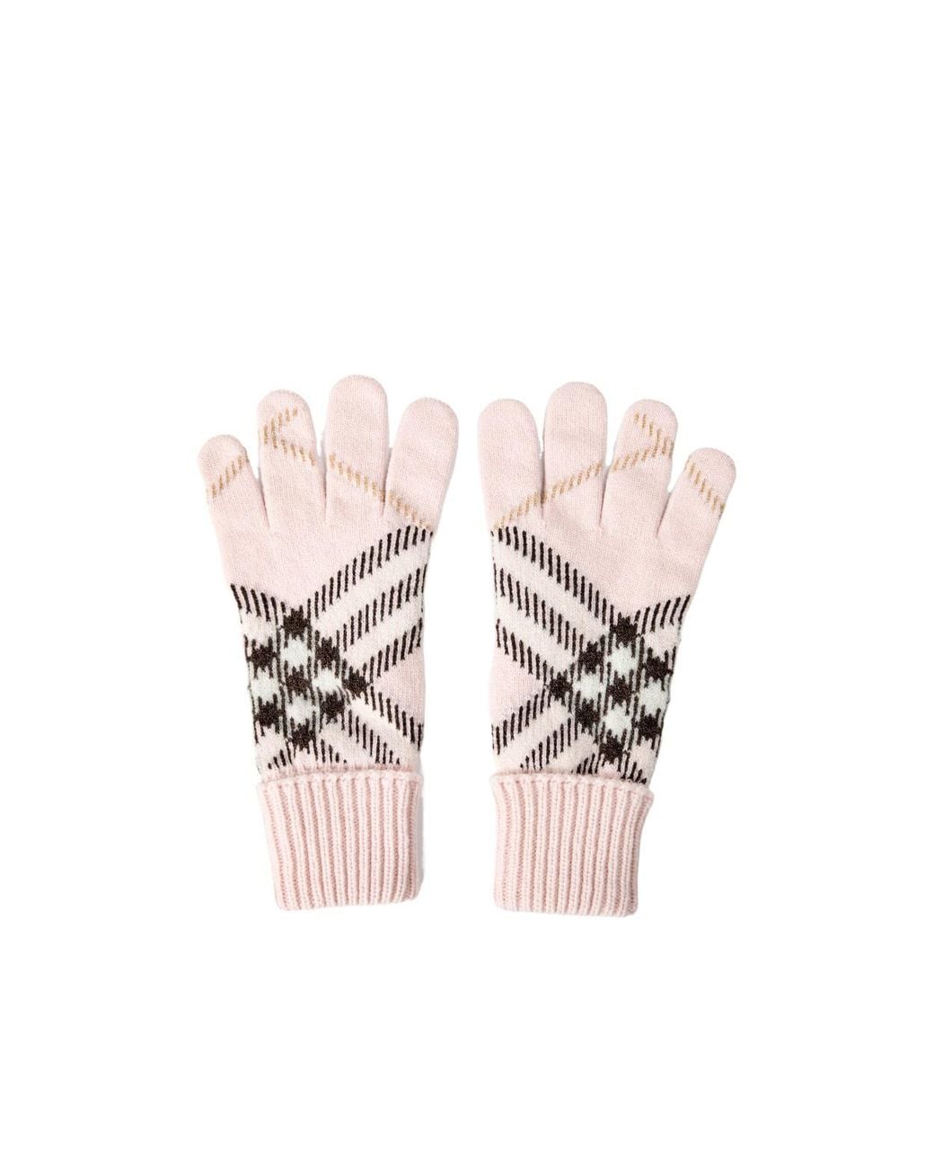 Burberry Pink Argyle Knit Gloves for men