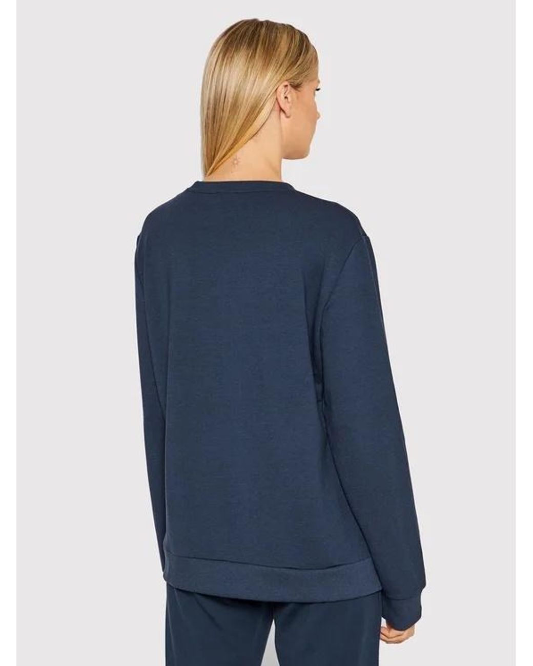 EA7 Blue Logo-Print Crew Neck Sweatshirt