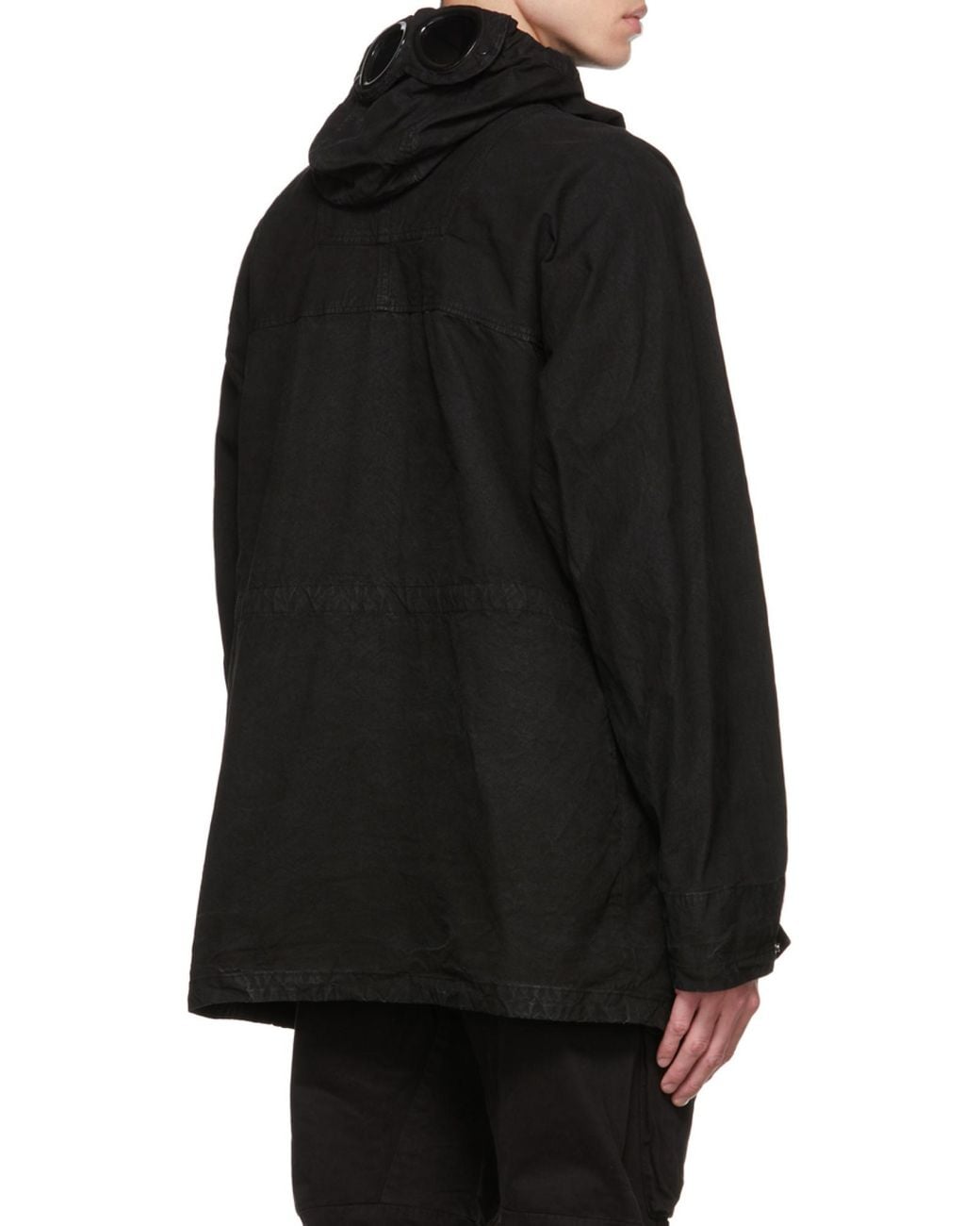 C P Company Black Goggles-Detail Zip-Up Jacket for men