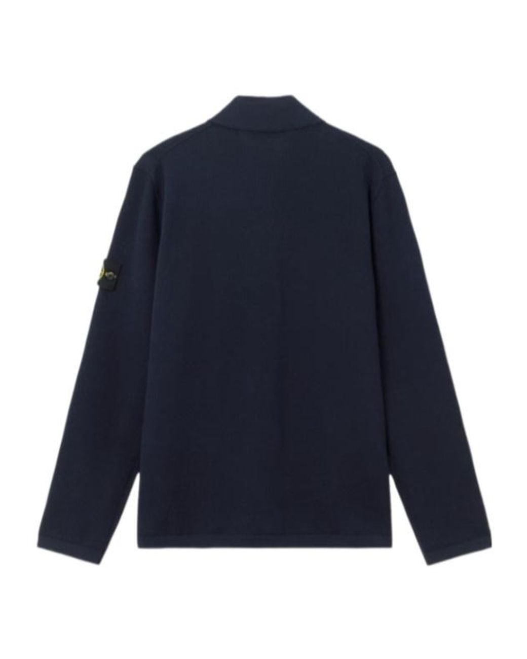 Stone Island Blue Long-Sleeved Knitted Polo Shirt for men