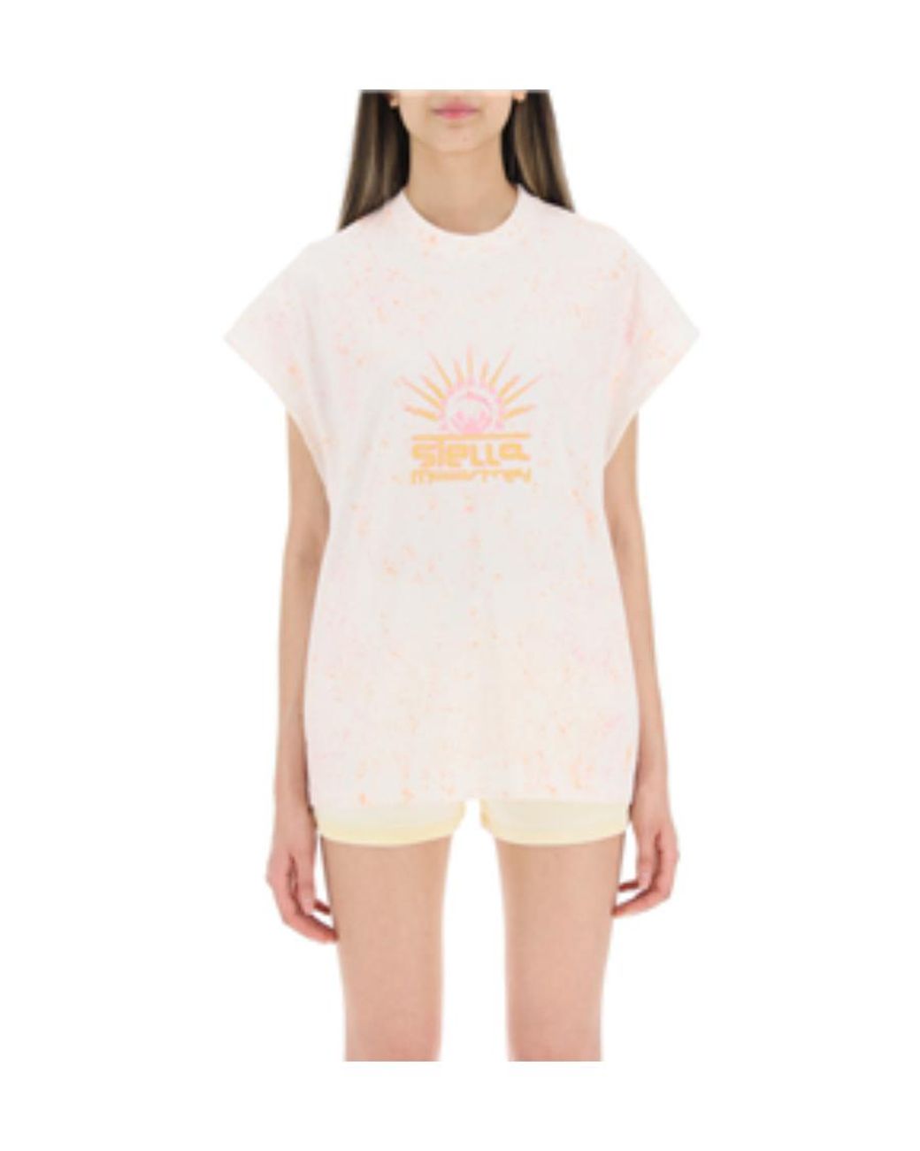 Stella McCartney White Graphic-Print Cap-Sleeved T-Shirt