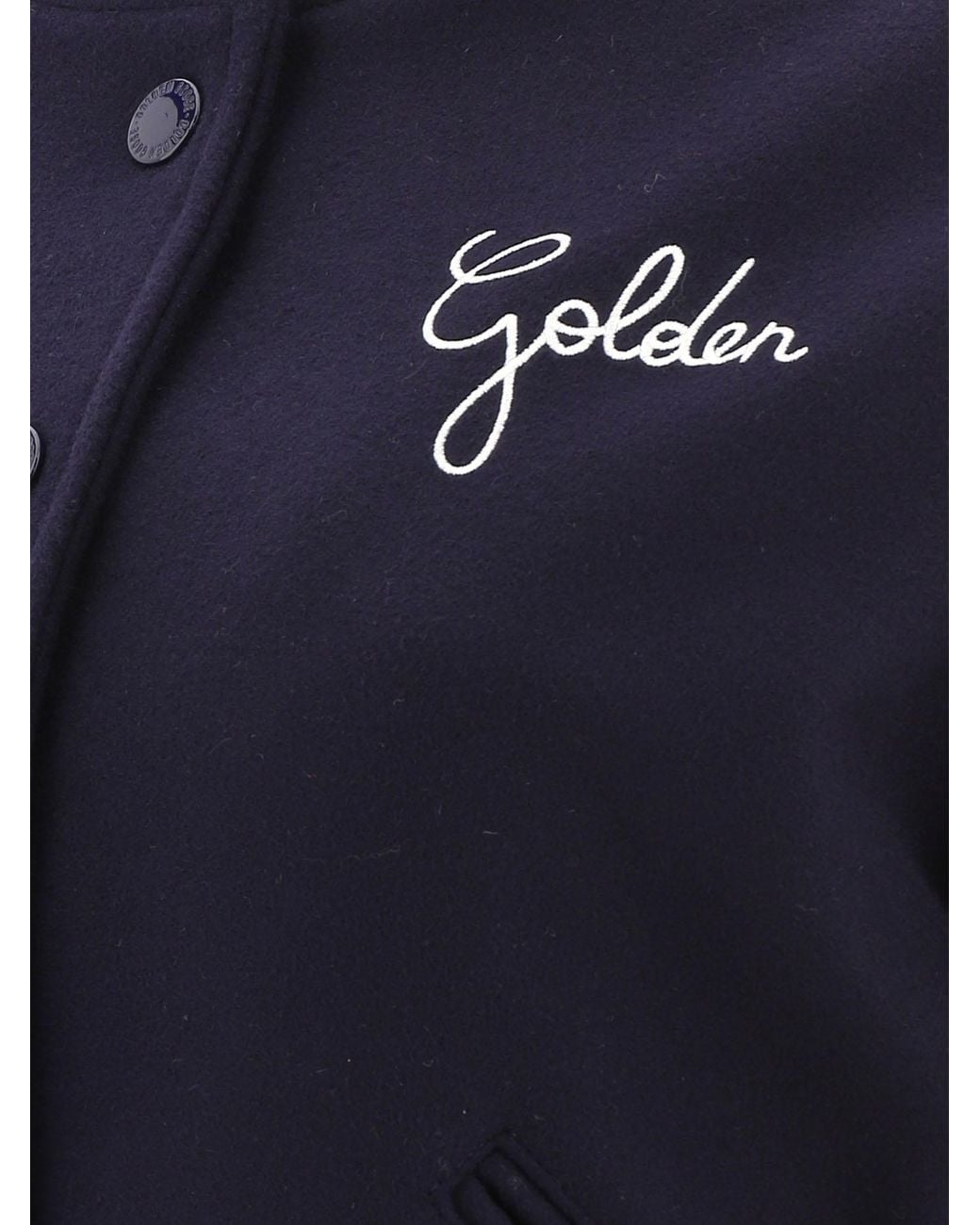 Golden Goose Deluxe Brand Blue Logo Embroidered Striped Baseball Jacket