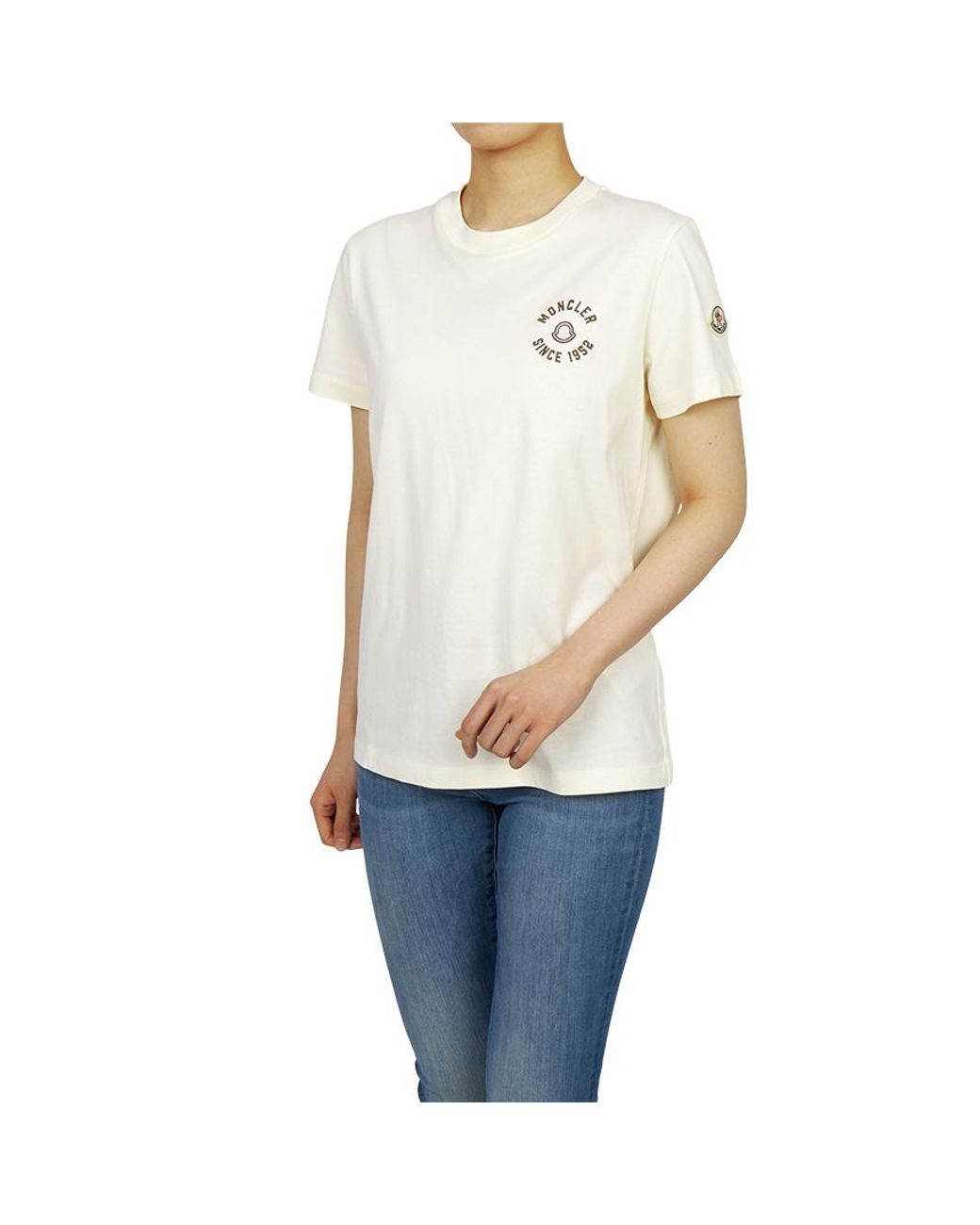 Moncler White Logo Patch Crewneck T-Shirt