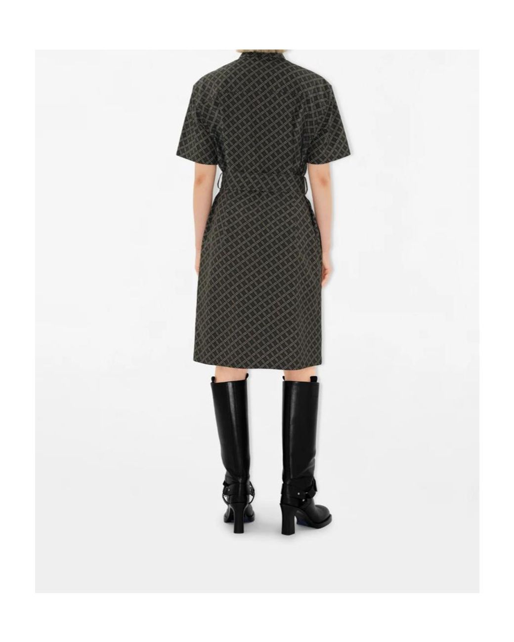 Burberry Black Check-Pattern Cotton Shirt Dress