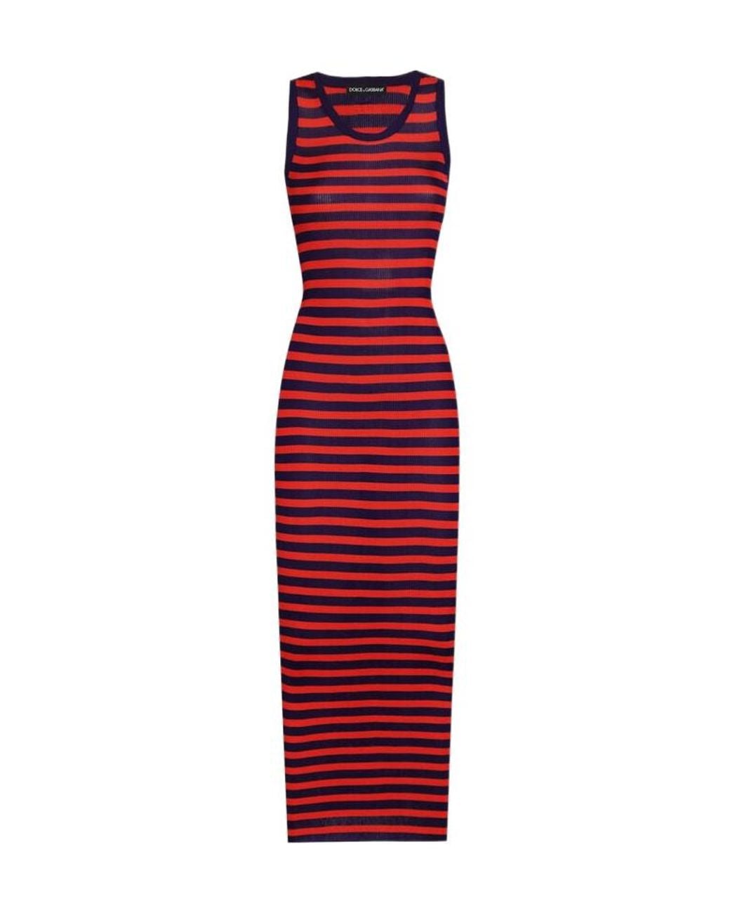 Dolce & Gabbana Ribbed Dress in Red | Lyst
