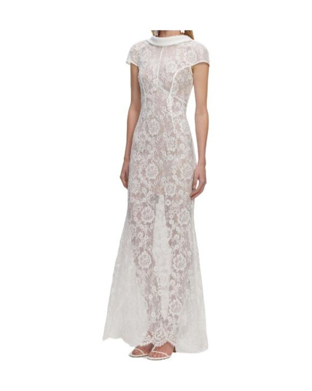Self-Portrait White Scoop Back Lace Maxi Dress