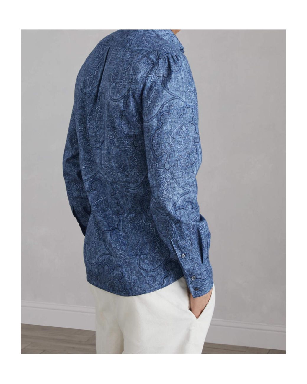 Brunello Cucinelli Blue Patterned Jacquard Buttoned Shirt for men